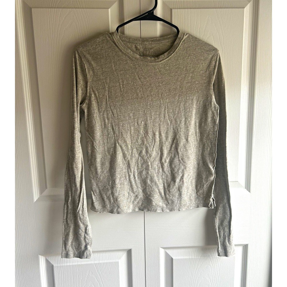 Free People We The Free Gray Solid Knit Crew Neck Long Sleeve XS - STAINED